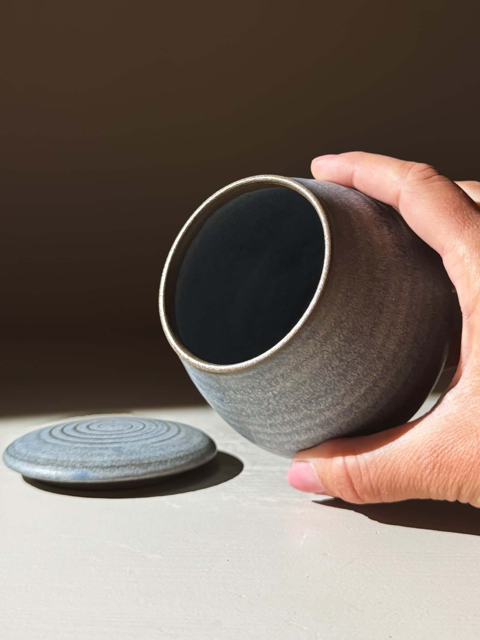 Handcrafted Lidded Jar - Mizu #01 in ceramic, showcasing pottery craftsmanship.