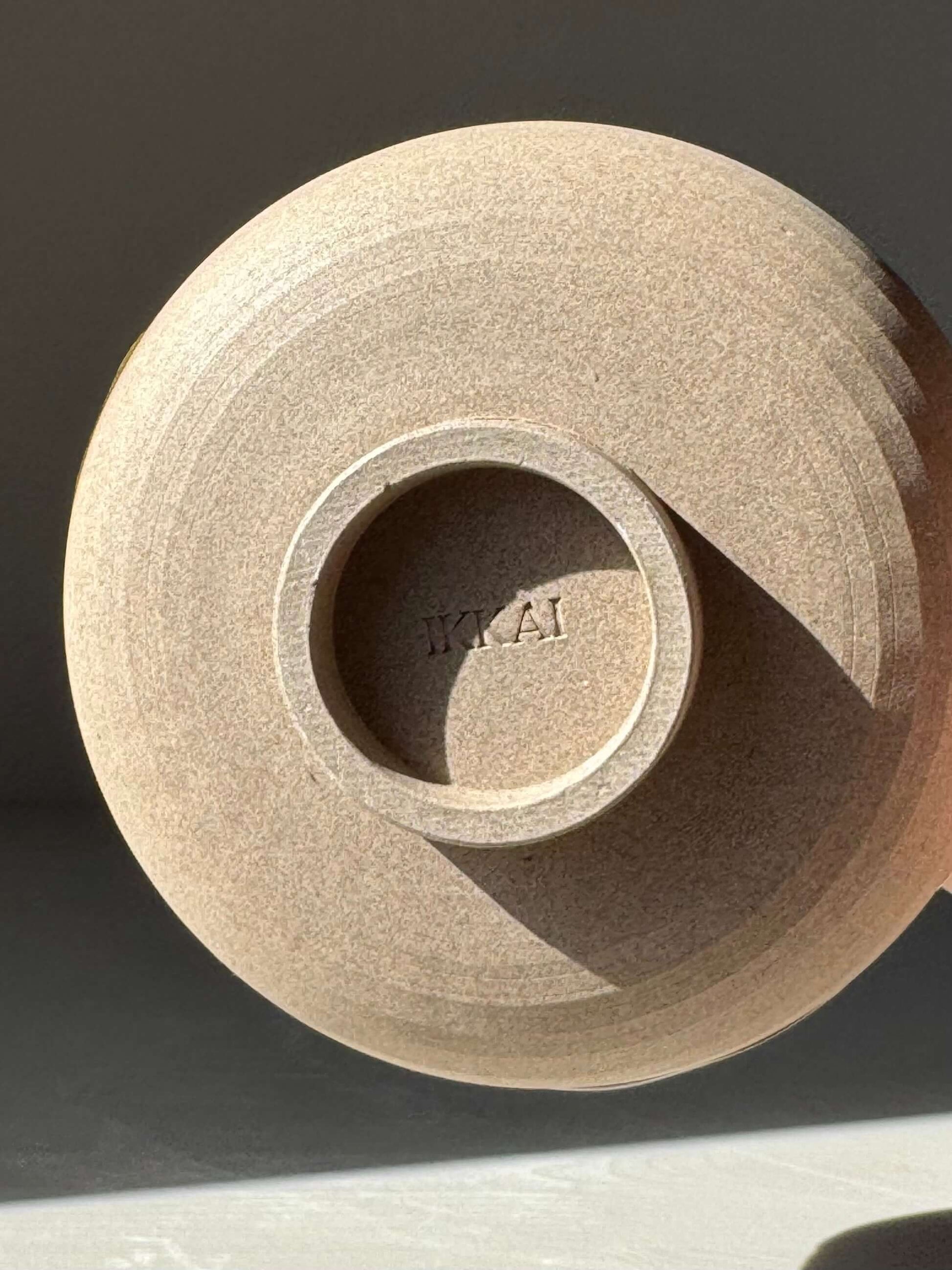 Bottom of Matcha Bowl – Inyo Series #03 showing handmade ceramic texture in natural light.