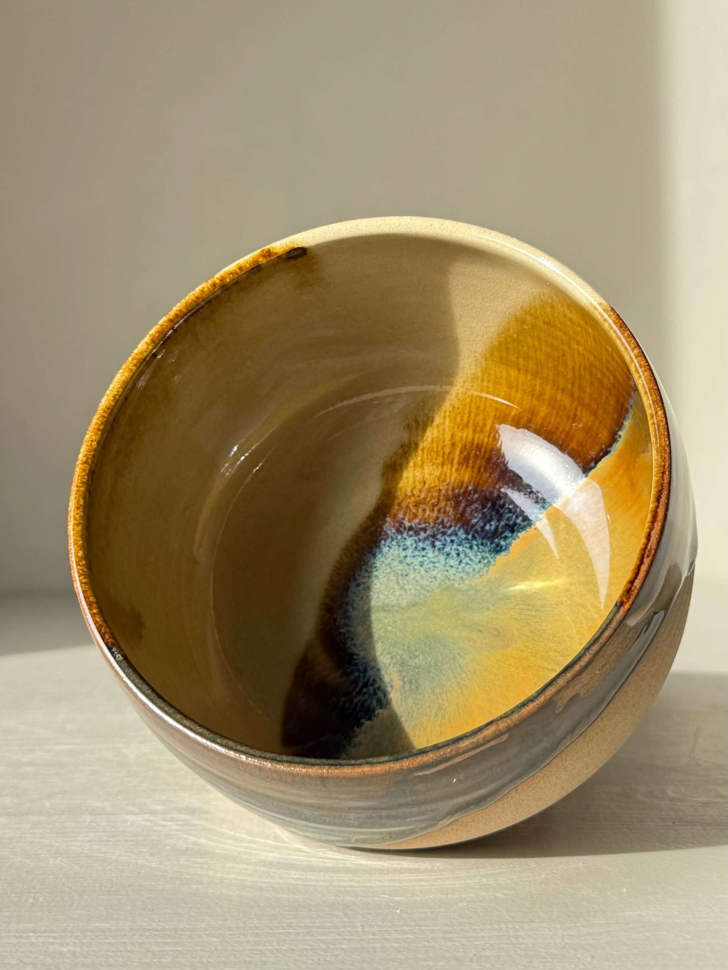 Matcha Bowl – Inyo #06 handmade ceramic with tenmoku and clear glaze on warm stoneware clay