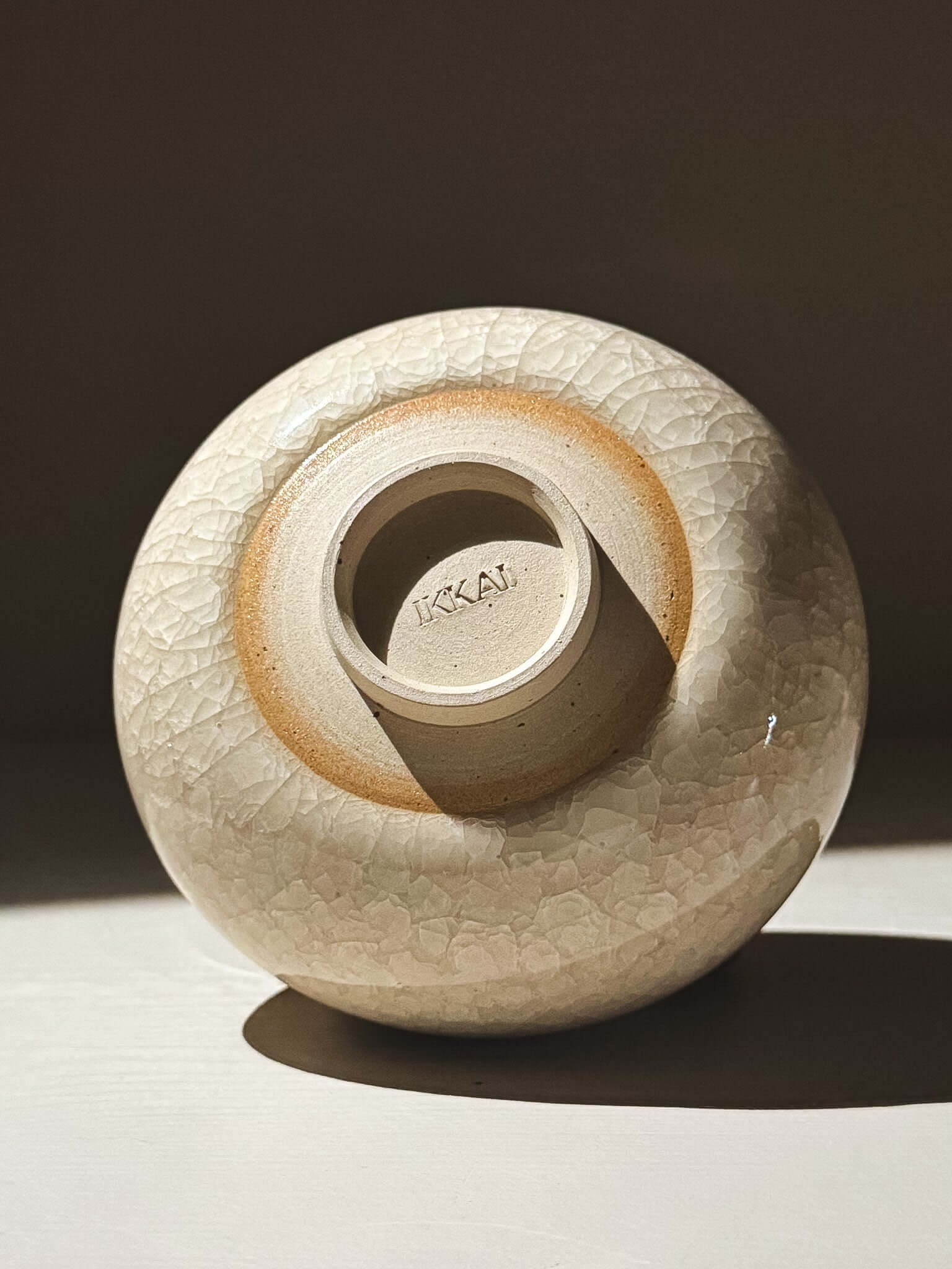 Matcha Bowl - Kannyū  #15 with a soft rounded shape and beautiful clear crackle glaze, showing unique depth.