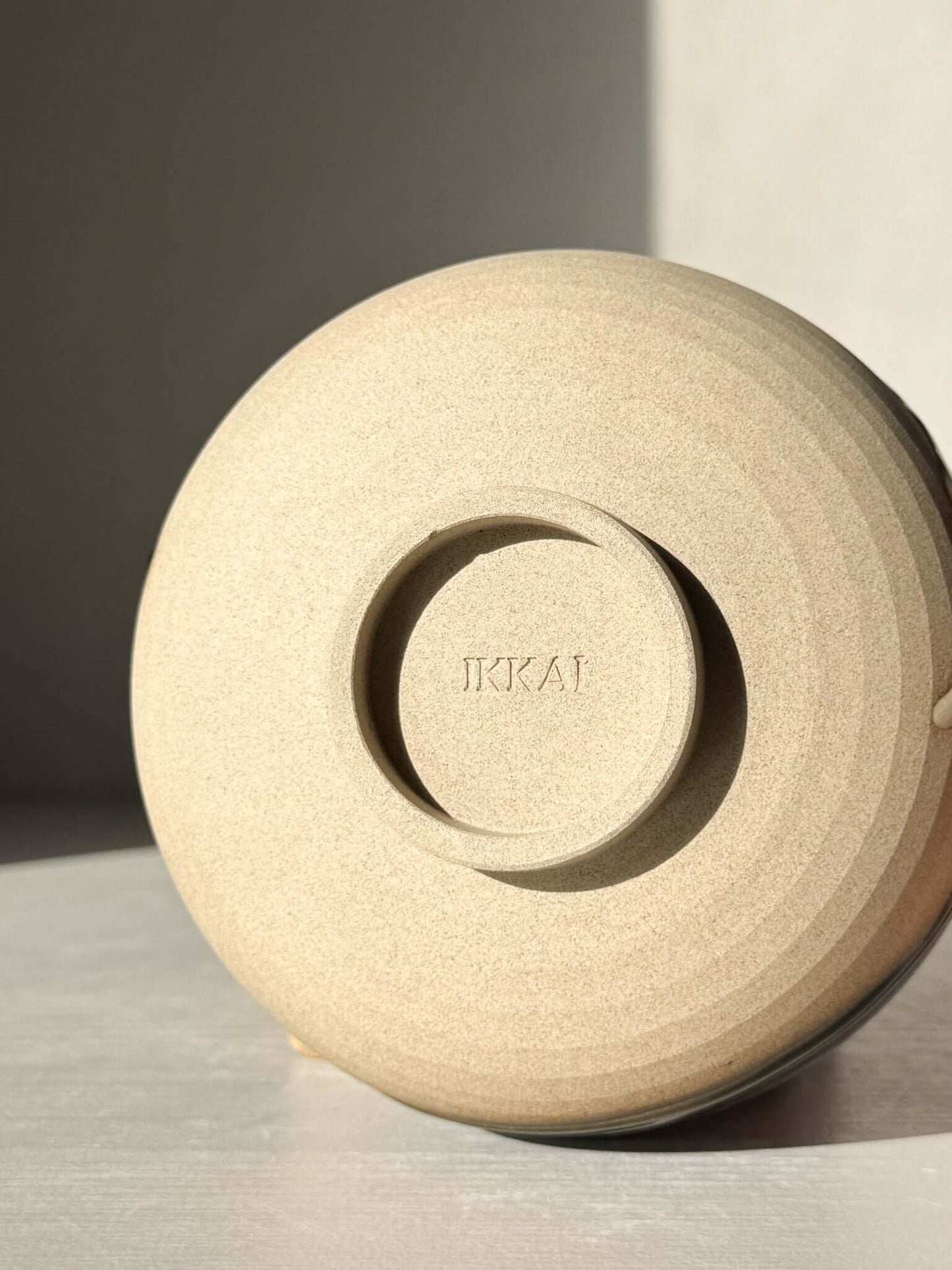 Underside view of a handmade ceramic Matcha Bowl – Mori #02, highlighting natural stoneware craftsmanship and minimalist design.