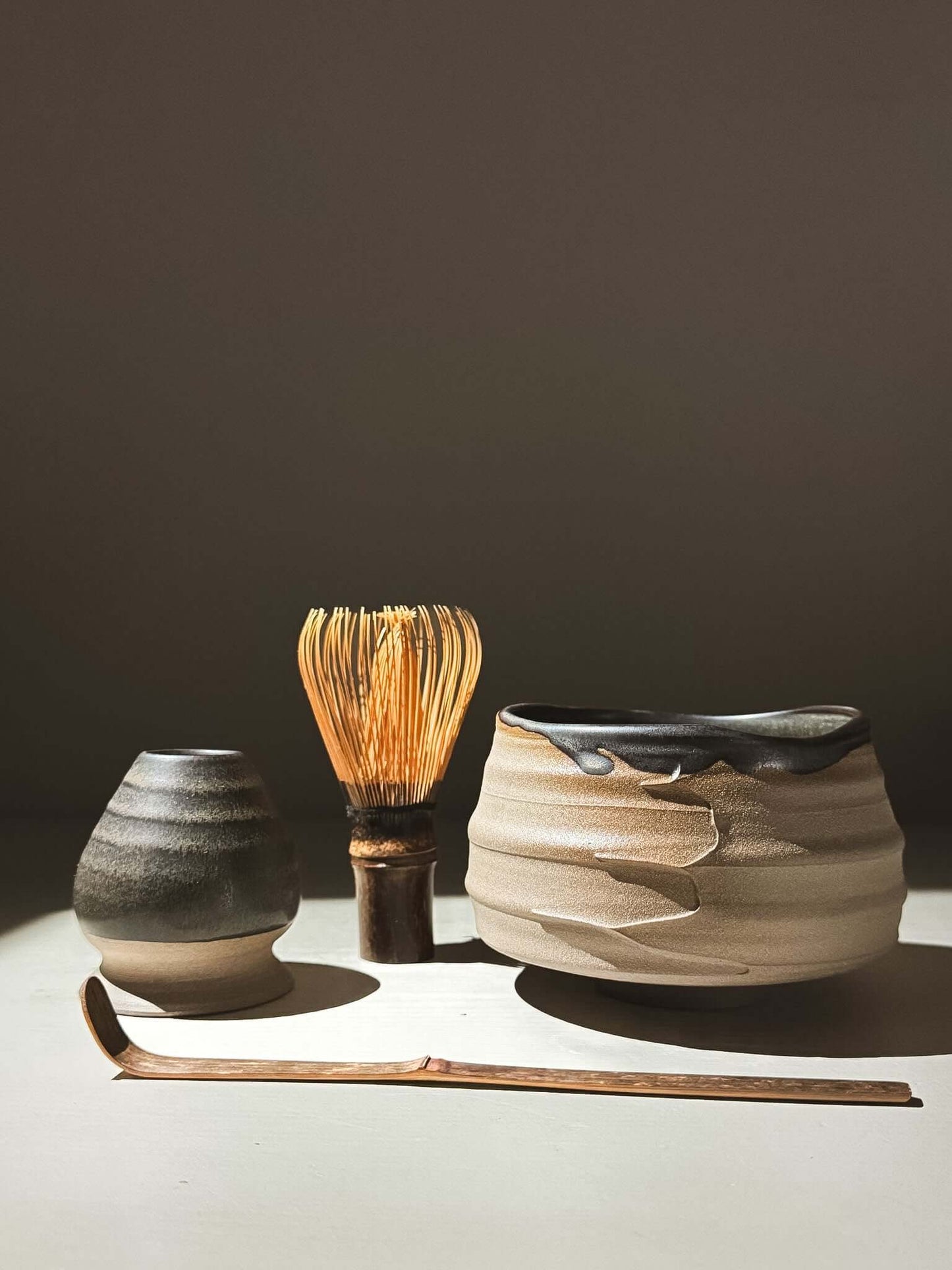 Textured Matcha Bowl - Black Truffle #02