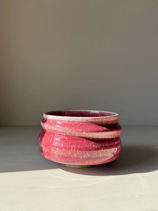 Matcha Bowl - Ume Series #03, handmade ceramic bowl inspired by Japanese Ume blossom, featuring flowing ridges and a sculptural feel.
