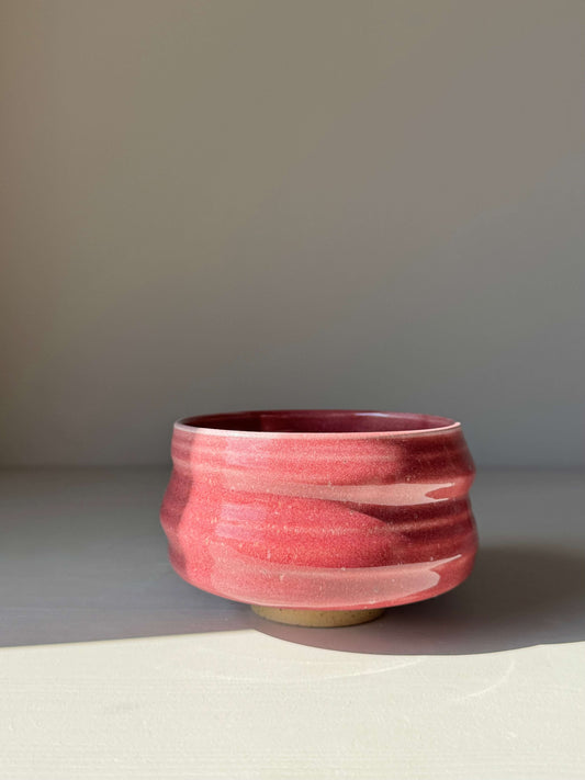 Handmade ceramic Matcha Bowl - Ume Series #05 in pink, inspired by Japanese Ume blossom, showcasing resilience and quiet beauty.