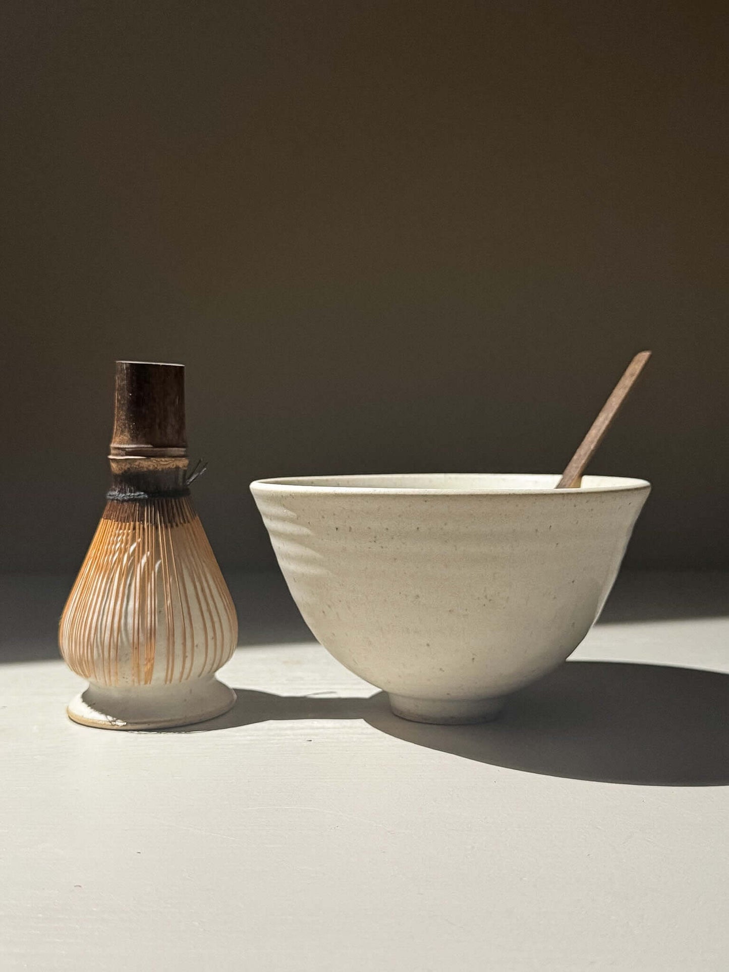 Matcha Bowl & Whisk Holder Set - Eggshell #02