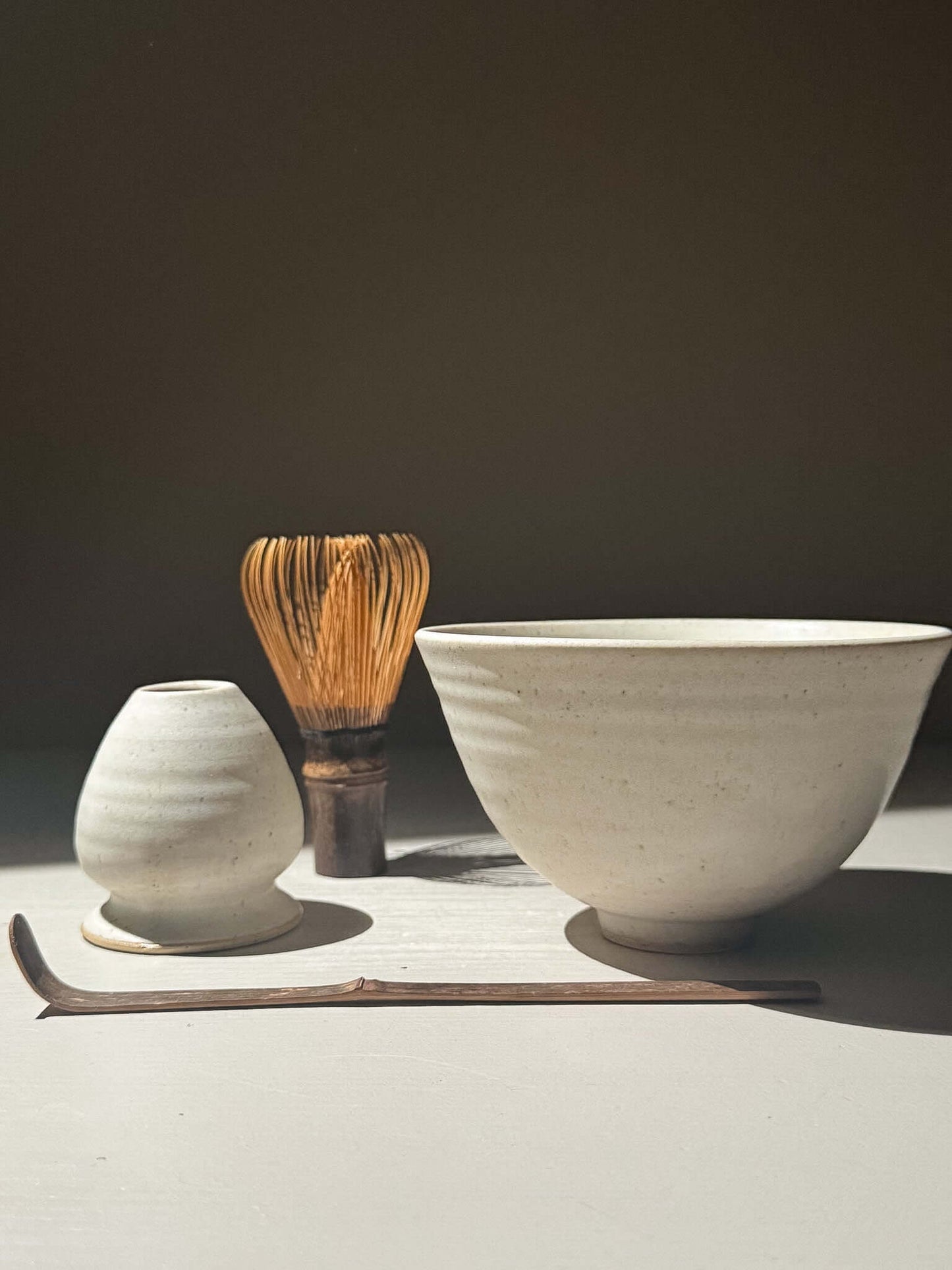 Matcha Bowl & Whisk Holder Set - Eggshell #02