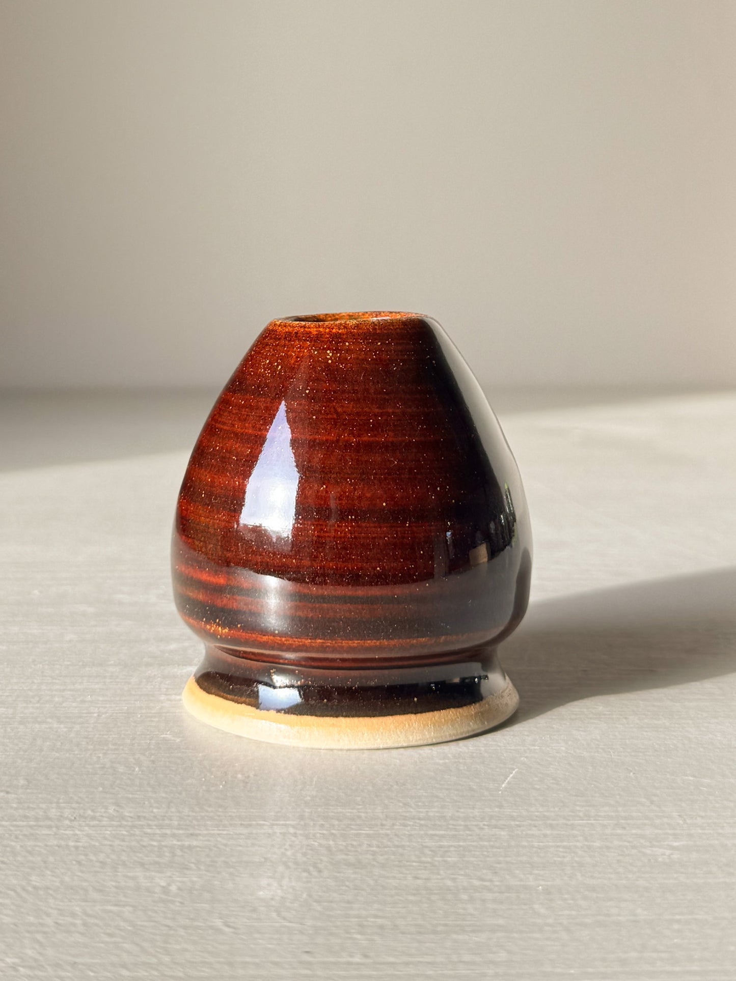 Whisk Holder - Kinsei with rich amber glaze to enhance tea setup aesthetics