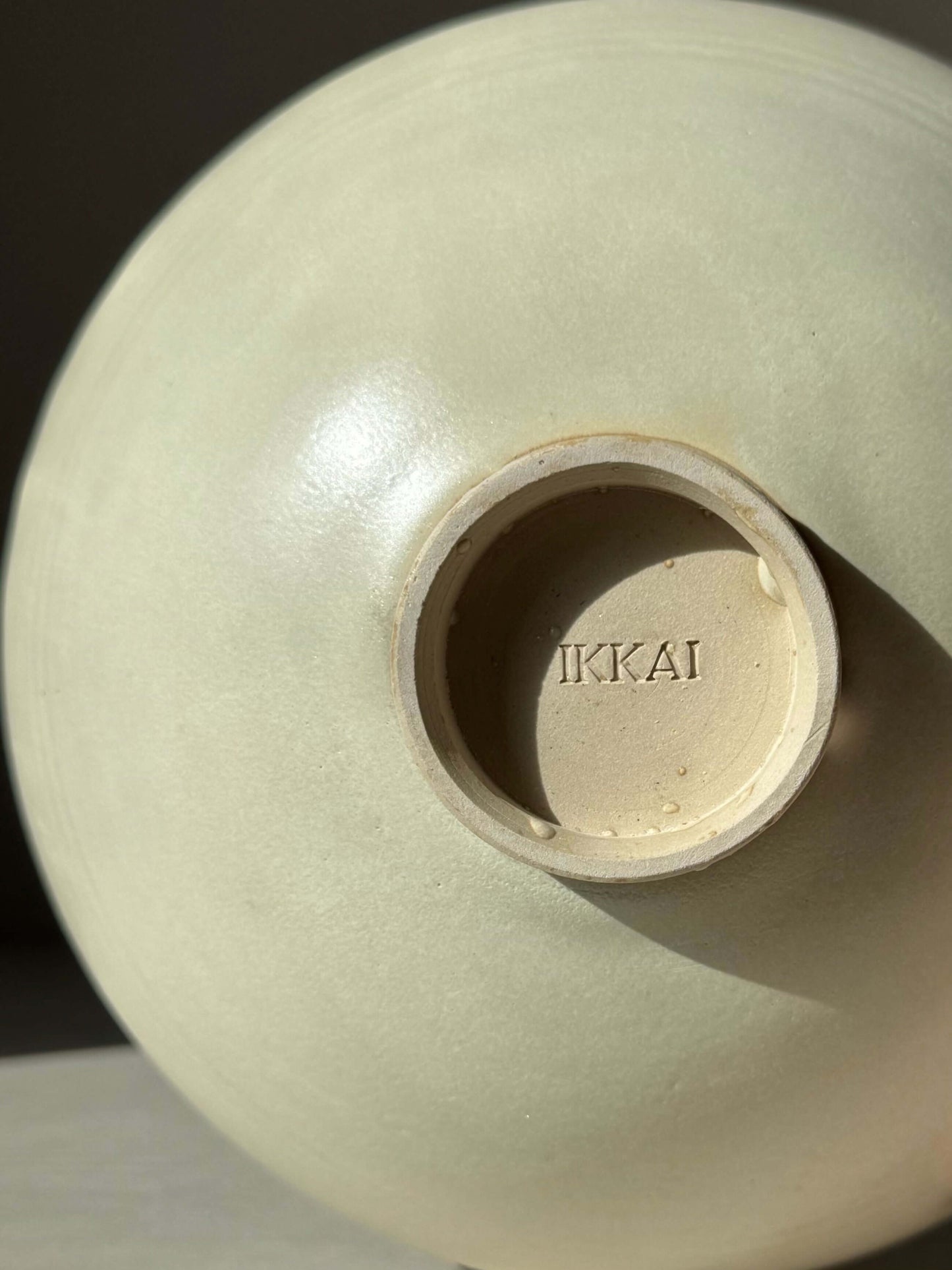 Bottom view of Bowl - Moonstone #02 showcasing the smooth moonstone glaze and handmade ceramic craftsmanship.