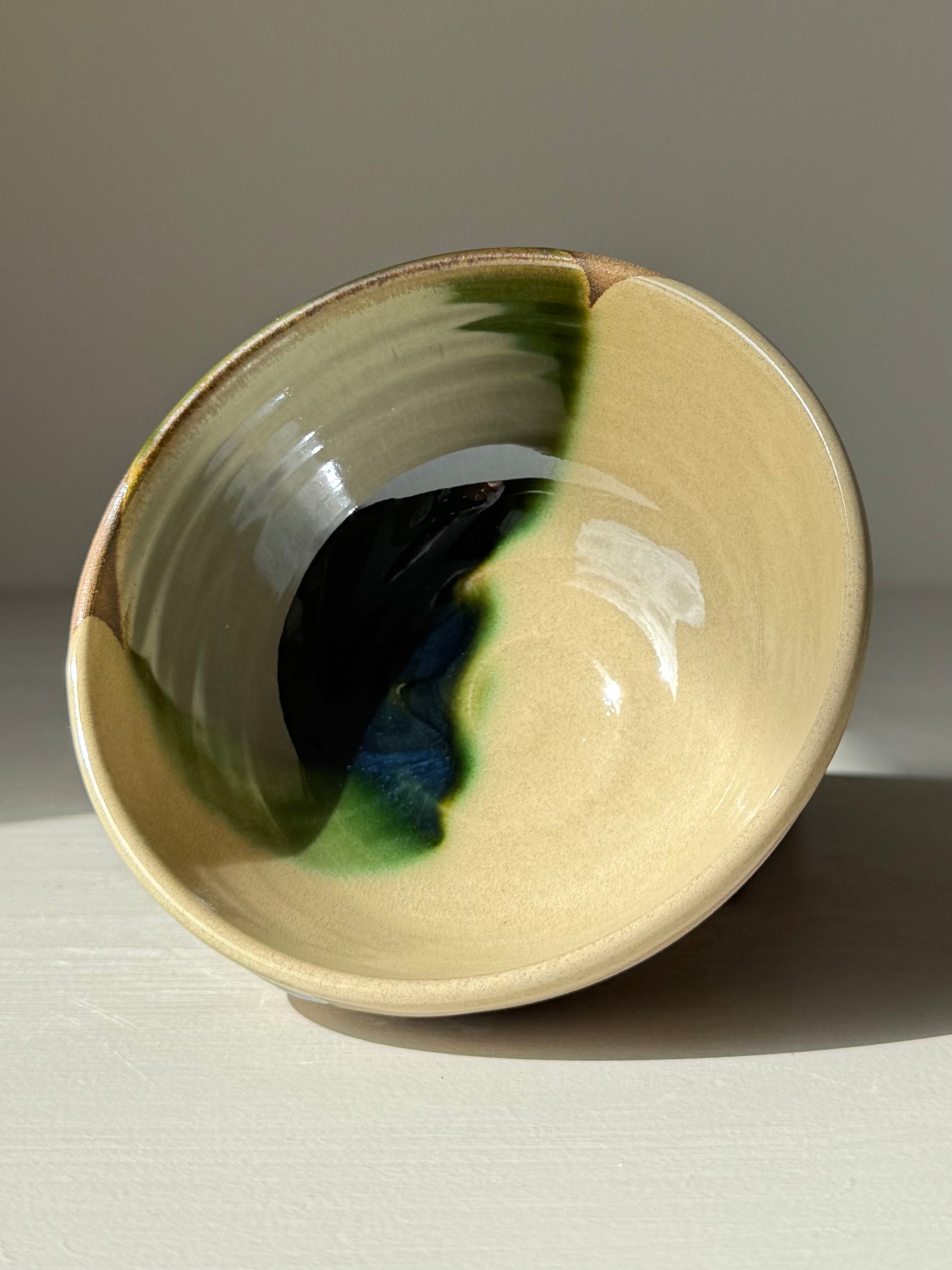 Handmade ceramic Small Bowl - Mori with green and blue glaze inspired by forest tranquility.