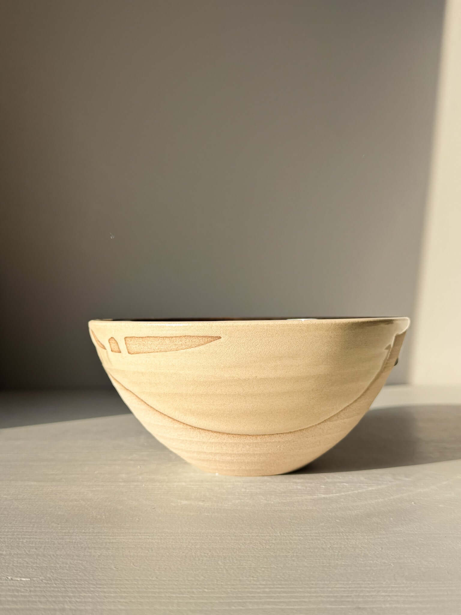 Handmade ceramic Soup Bowl – Inyo Series in toffee-colored stoneware with rounded form, perfect for daily use.