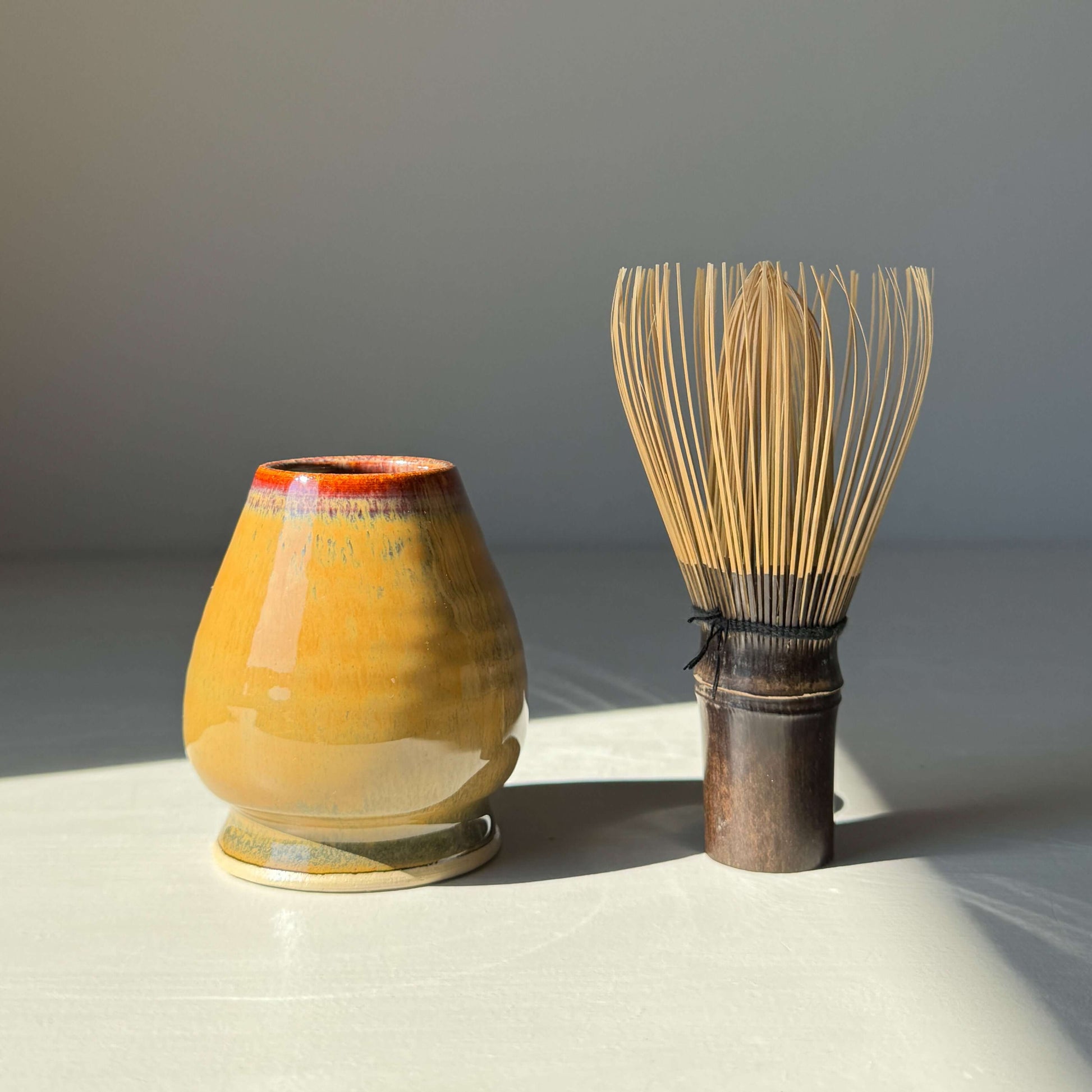Handmade ceramic Whisk Holder - Tenmoku Glaze for bamboo matcha whisk with earthy finish