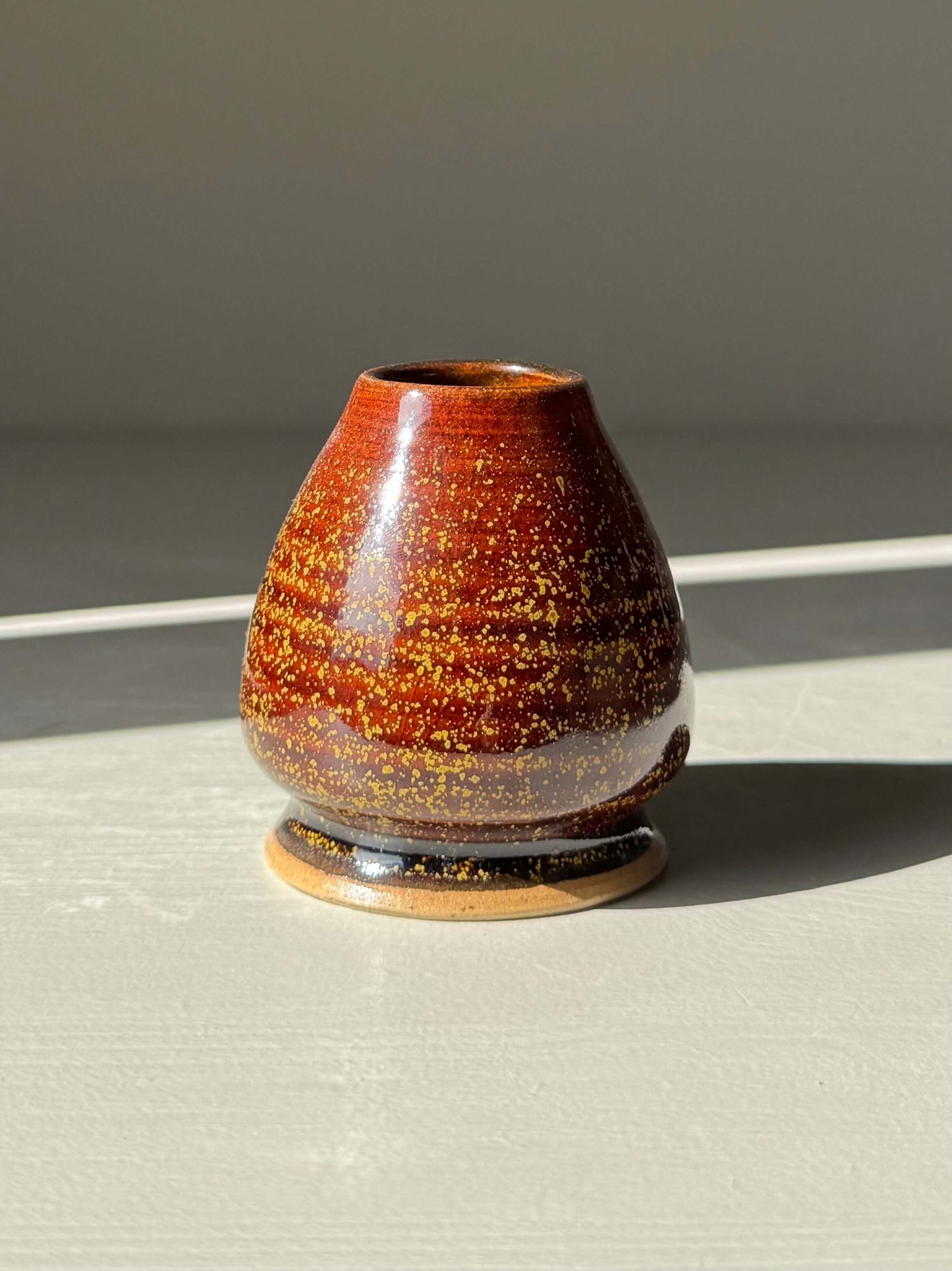 Whisk Holder - Kinsei handmade ceramic matcha whisk holder with amber glaze.