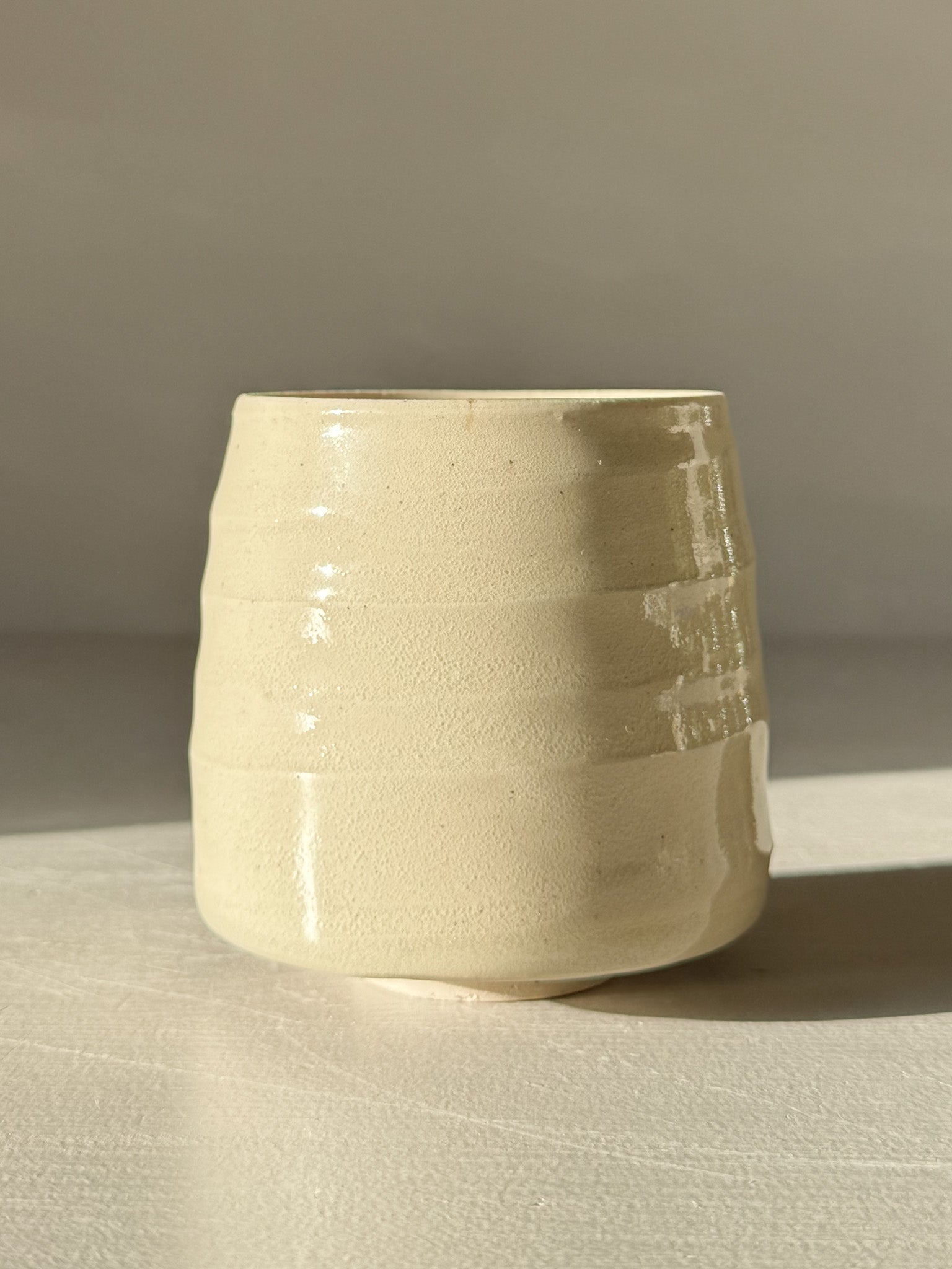 Yunomi Cups - Clear Glaze #02 with subtle ridges and transparent glaze.