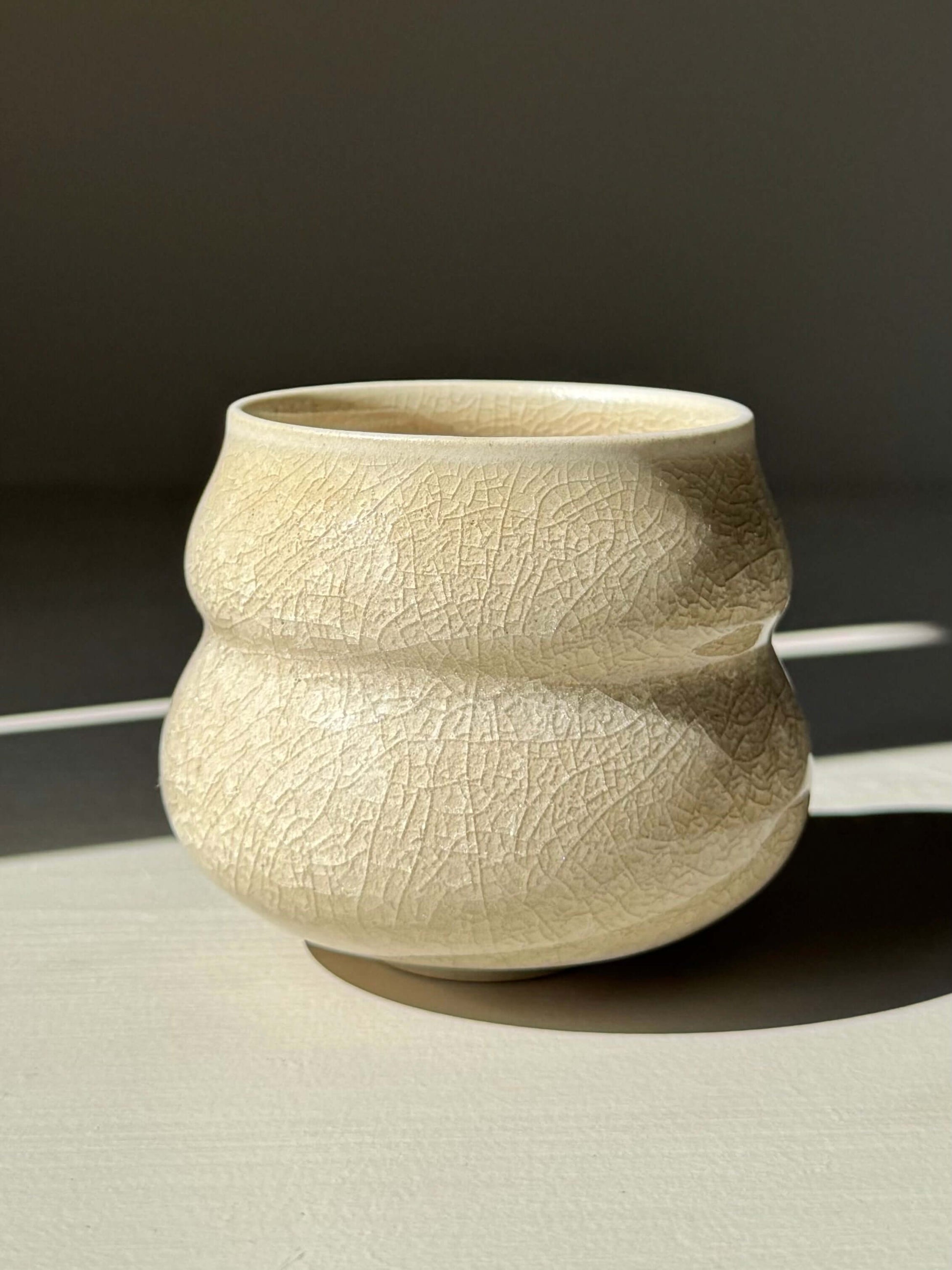 Yunomi Cup - Kannyū Series #03 handmade ceramic with a transparent crackle glaze and elegant design for everyday tea enjoyment.