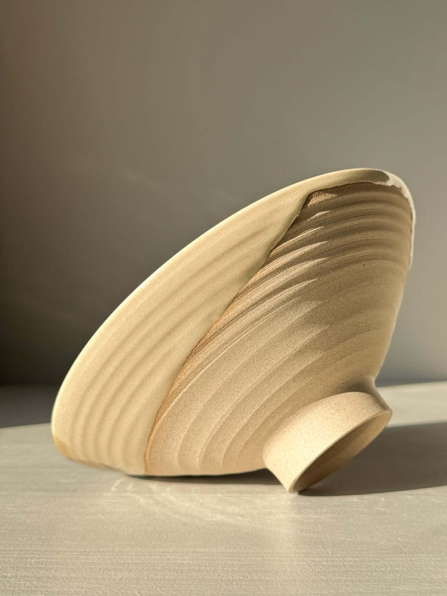 Small Serving Bowl - Inyo Series #01, handmade ceramic bowl showcasing unique tenmoku and amber glaze with raw clay base.