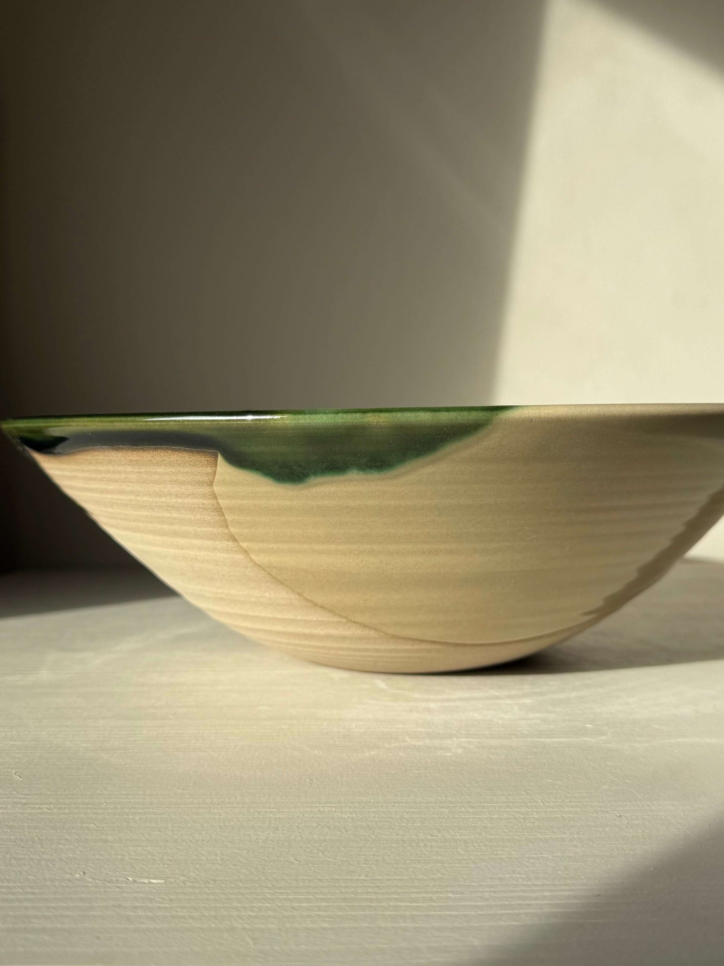 Handmade ceramic Large Bowl - Mori #01 with deep form and green glaze, inspired by forest hues, perfect for serving. Unique artisan design.