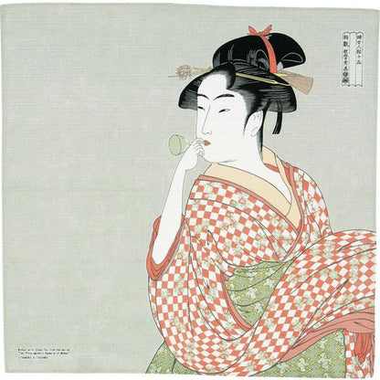 Small Furoshiki - "A Woman Playing A Poppin" Gray