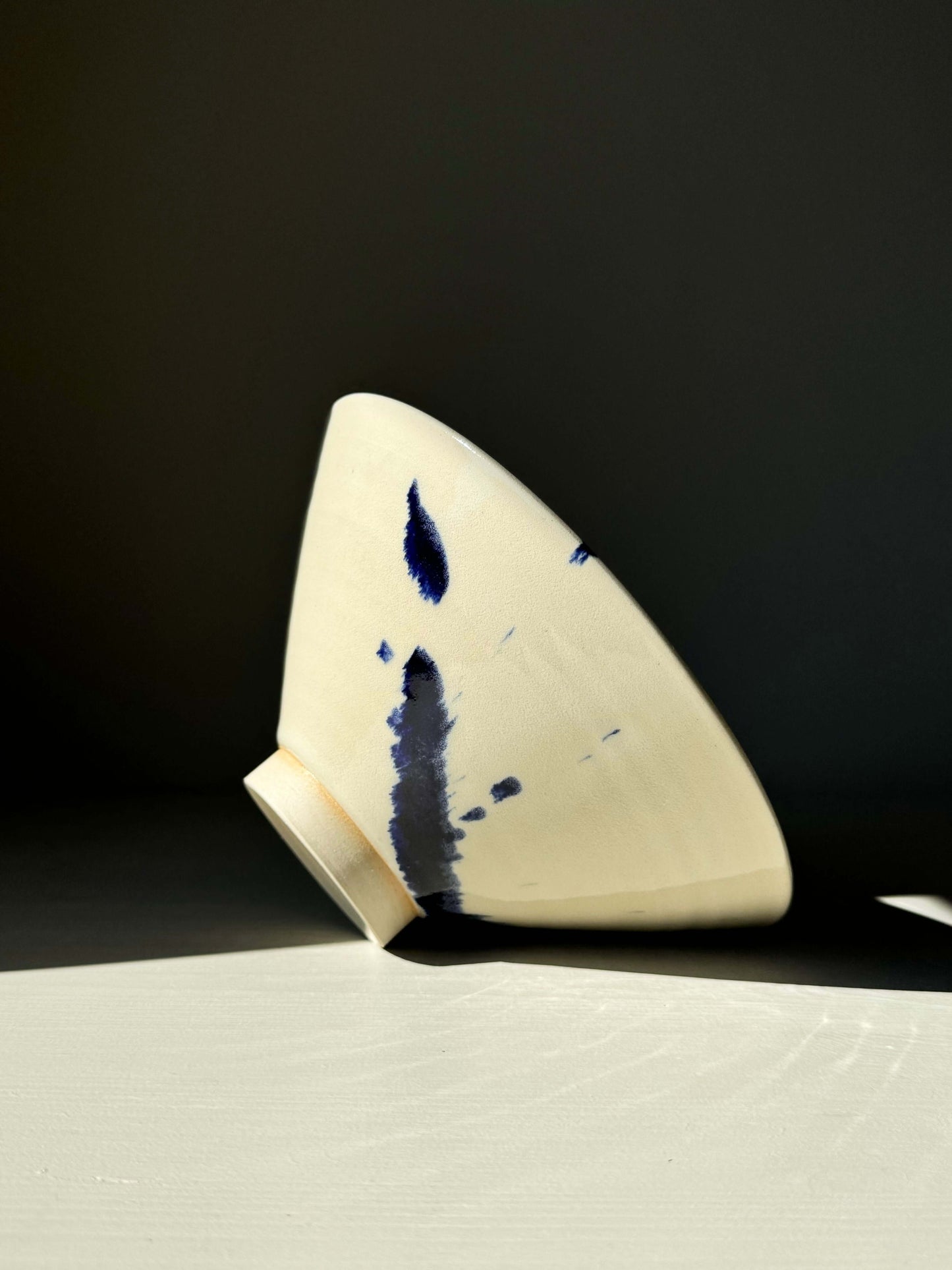 Gosu Series Ramen Bowl with deep cobalt splash, inspired by Japanese aesthetics, gently sloped sides, and a soft foot.