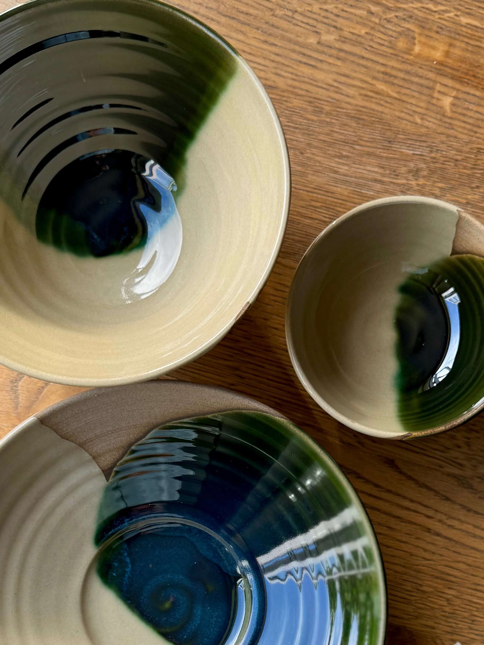 Small Bowl - Mori handmade ceramic with green glaze, part of Mori Series, showcasing unique forest-inspired design.