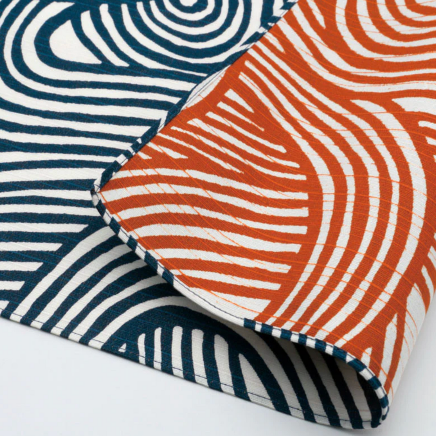 Small Furoshiki Isa Monyo Reversible Knot Pattern Japanese cotton furoshiki in blue and orange