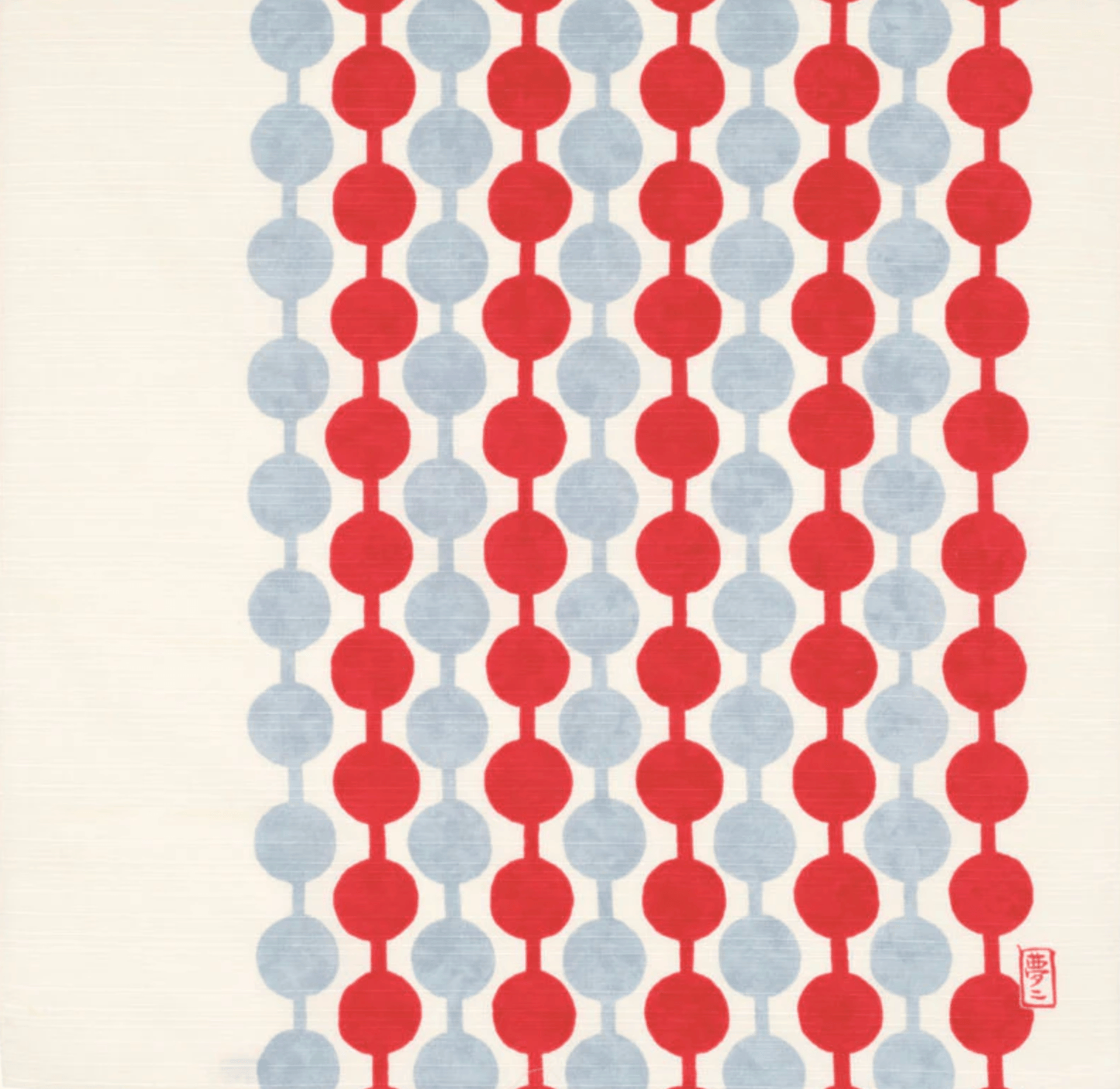 Small Furoshiki Tsunagi Dango Pattern with red and blue traditional Kyoto motifs, part of Yumeji Takehisa collection.
