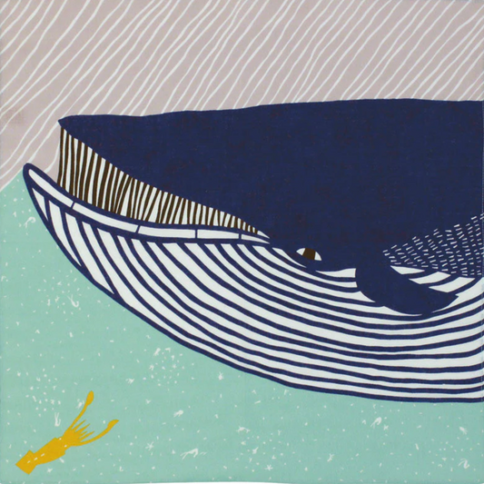 Small Furoshiki Blue Whale Japanese organic cotton furoshiki with whale design