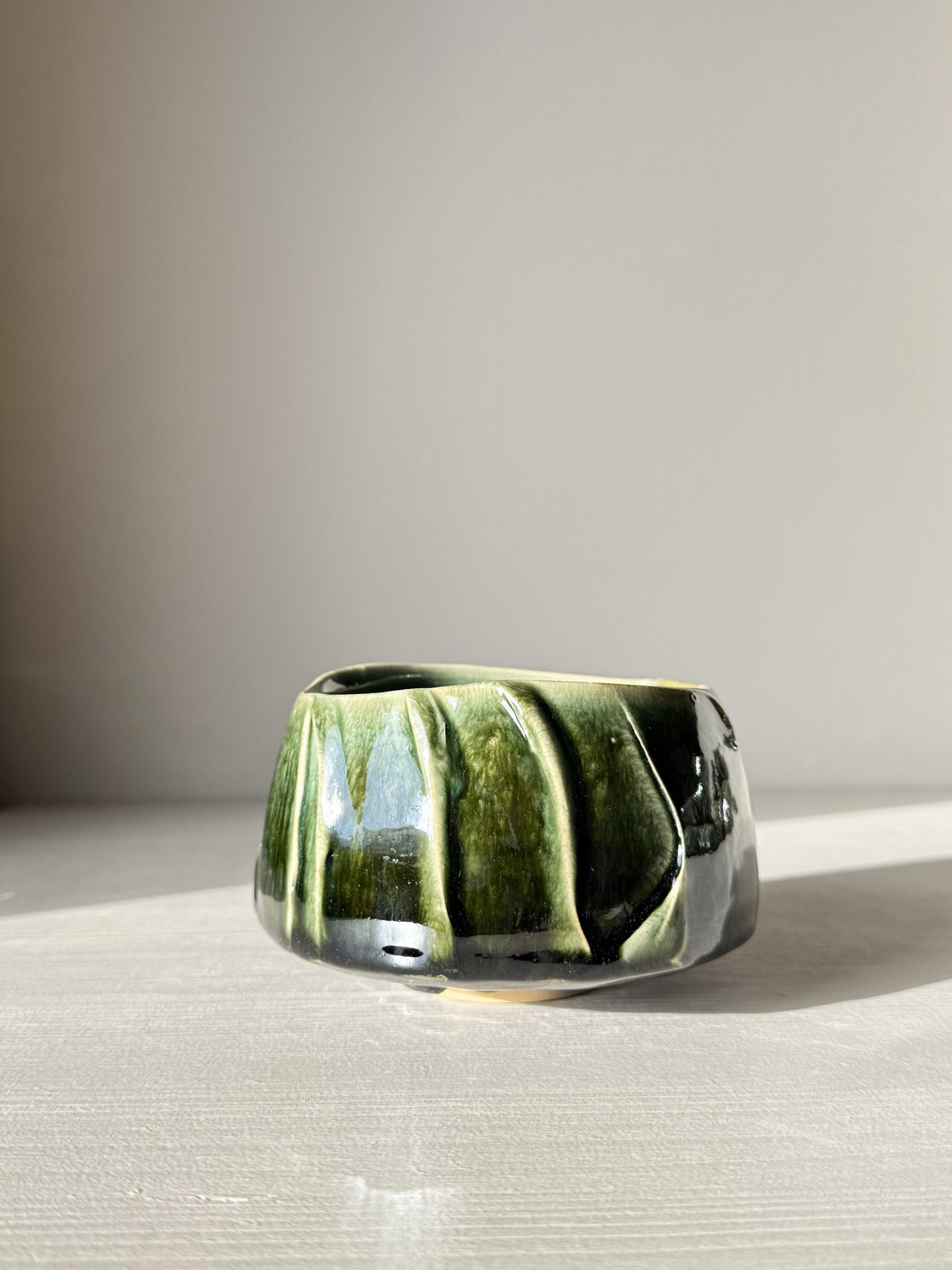 Textured Matcha Bowl - Hinoki #04 with a unique green glaze and textured finish, inspired by the calming hues of the Hinoki tree.