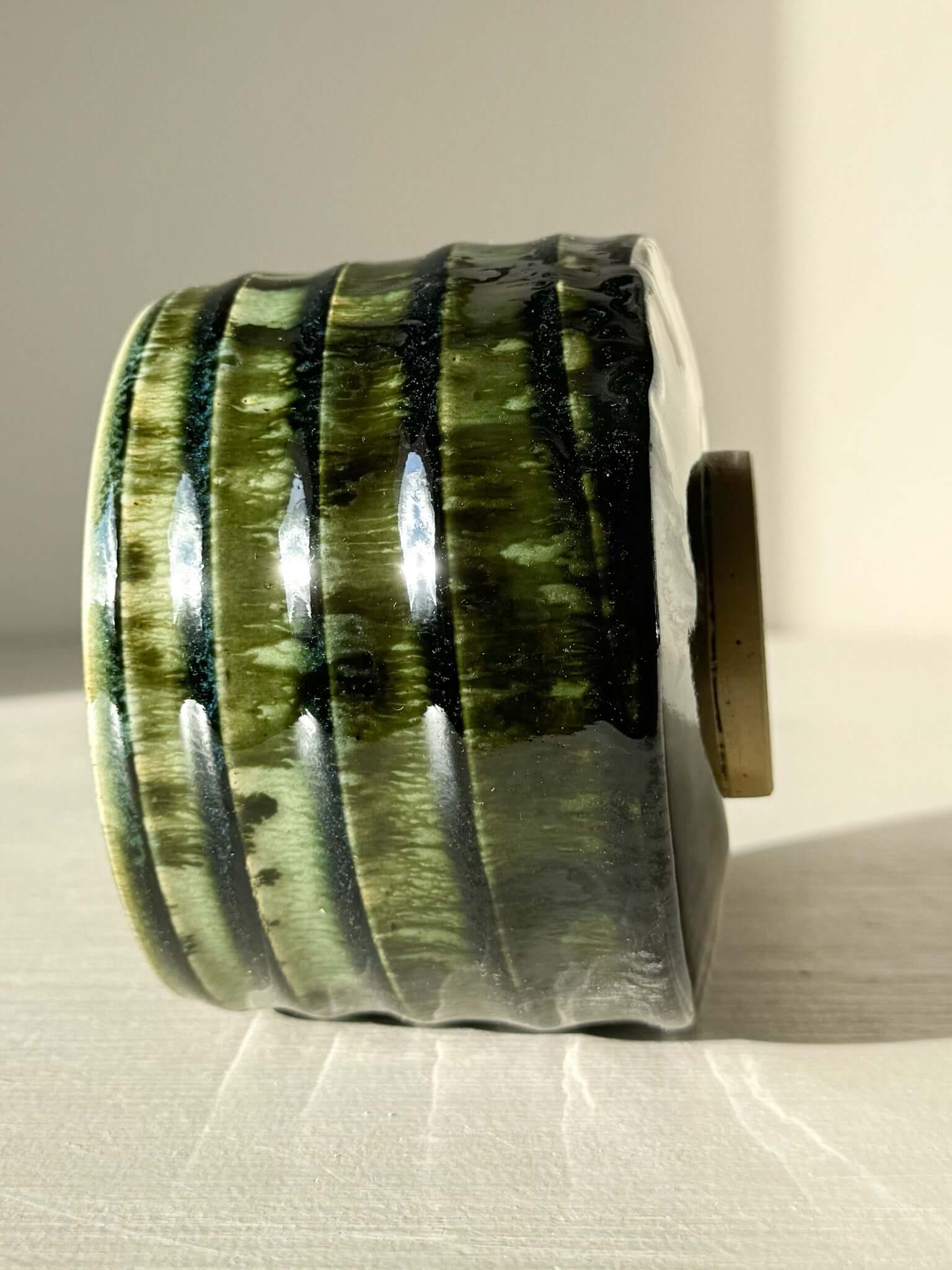 Textured Matcha Bowl - Hinoki #19 with green glaze and unique textured finish reflecting natural beauty and peace, part of Hinoki Series.