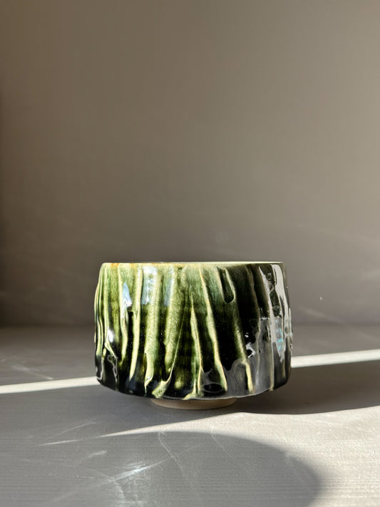 Textured Matcha Bowl - Hinoki #07 with green glaze and textured finish reflecting natural beauty