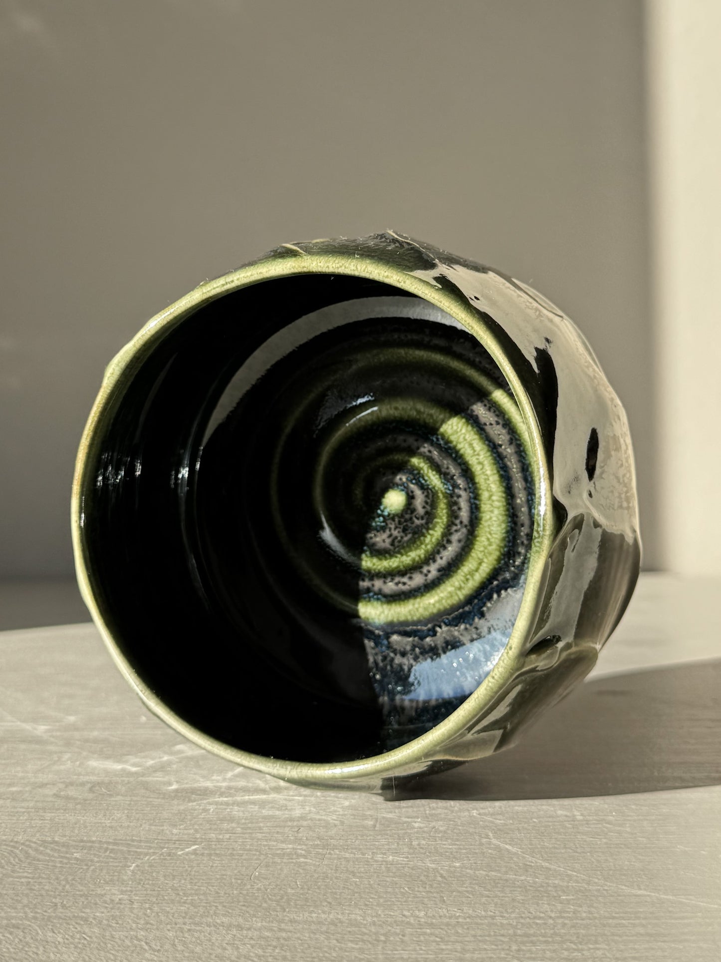 Textured Matcha Bowl - Hinoki #10 with green glaze and unique textured finish inspired by Hinoki tree.