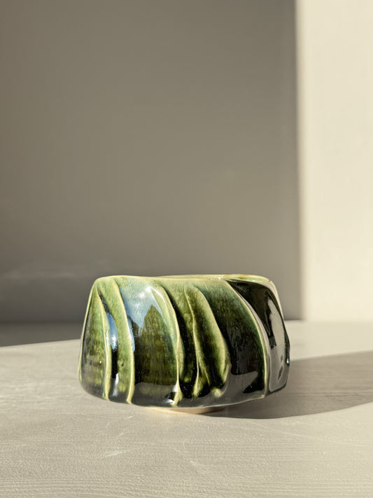 Textured Matcha Bowl - Hinoki #12 with calming green hues and unique textured finish, inspired by the Hinoki tree for a peaceful matcha ritual.