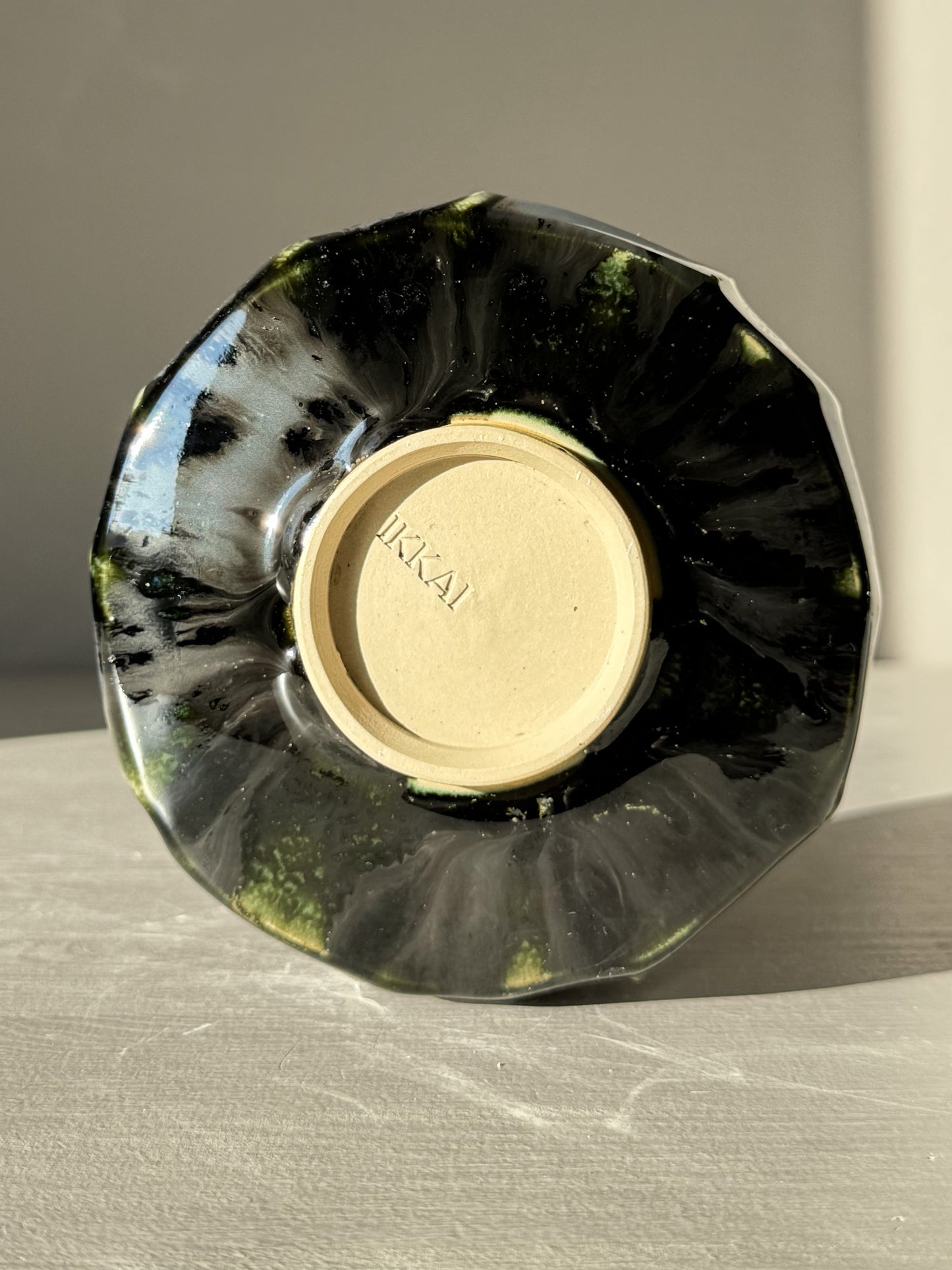 Textured Matcha Bowl - Hinoki #15 with glazed finish, inspired by Hinoki tree, enhancing the peaceful matcha ritual experience.