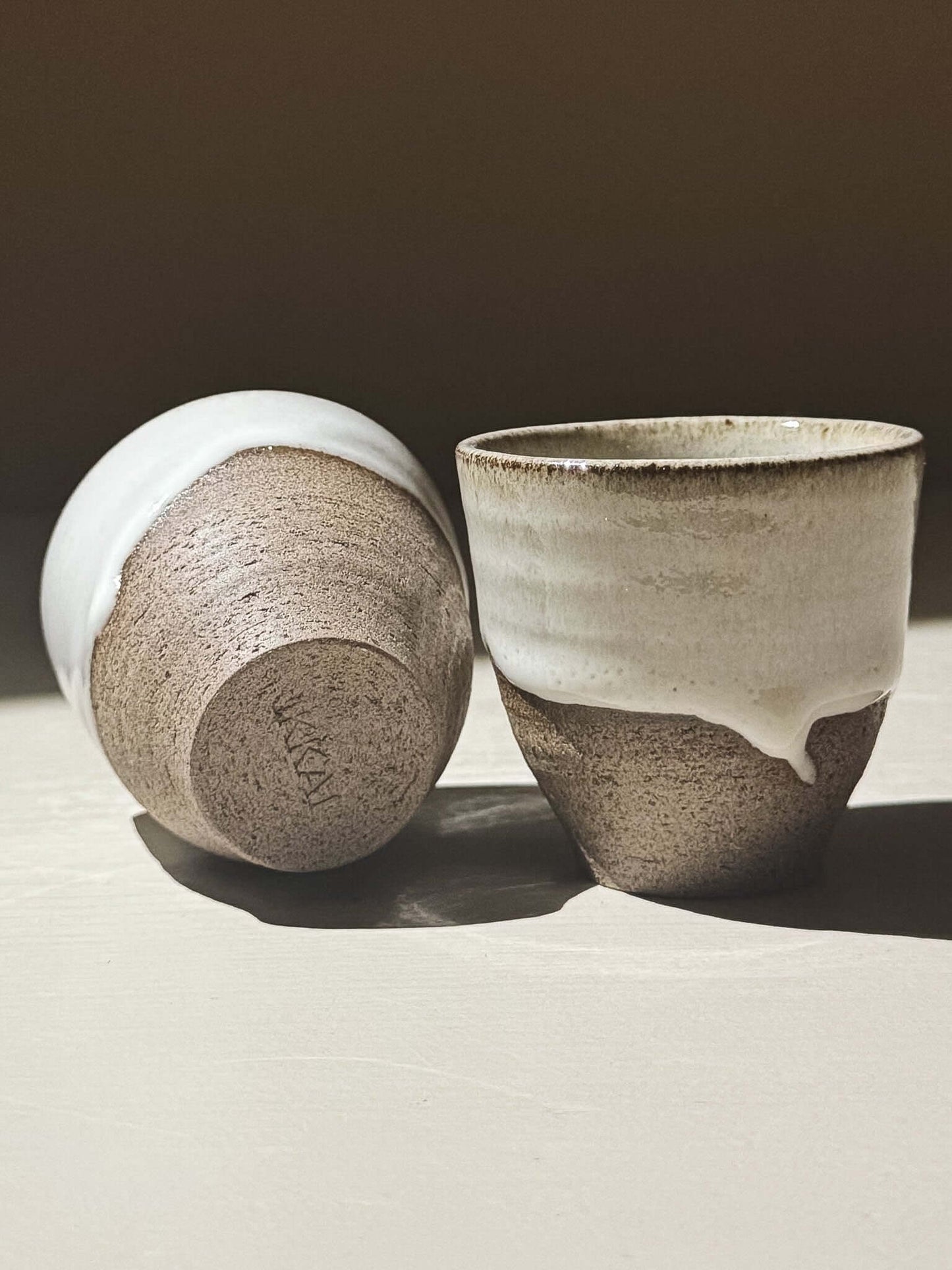 Espresso Cup - Yuki Ash, handmade stoneware with glossy white glaze and textured ash-grey clay.
