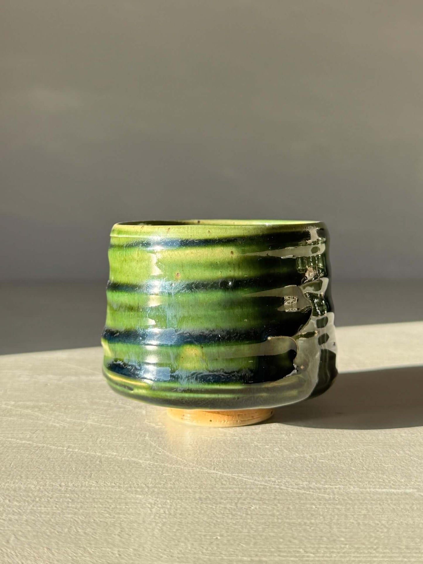 Yunomi Cup - Hinoki #10 with deep green glaze, handcrafted for a unique daily tea experience.