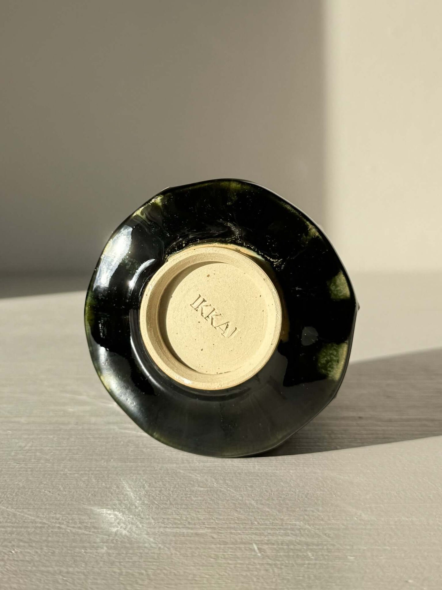 Yunomi Cup - Hinoki Series #25 with deep green glaze, showcasing handcrafted design and unique textures.