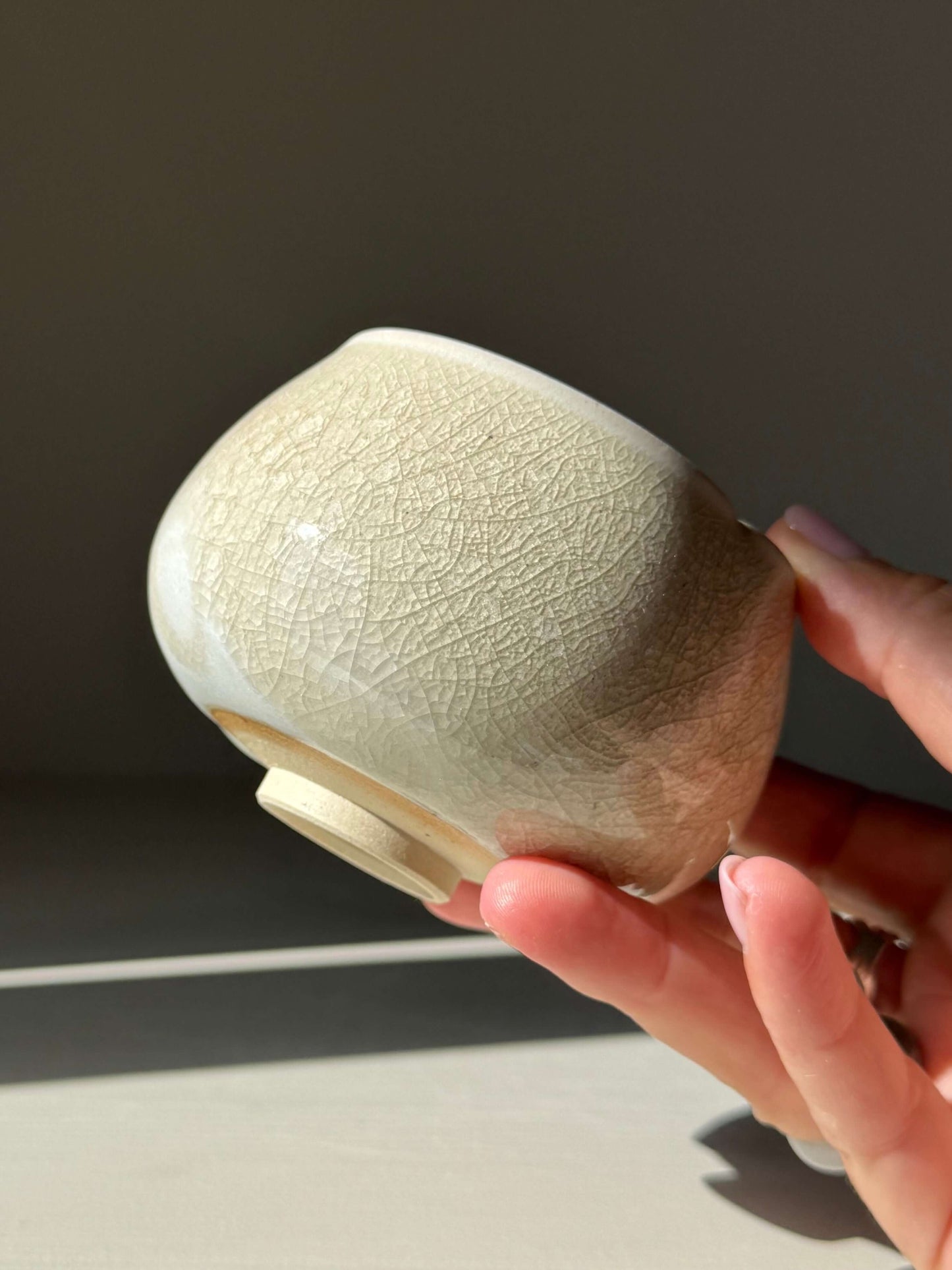 Handmade ceramic Yunomi Cup - Kannyū Series #06 with crackle glaze pattern.