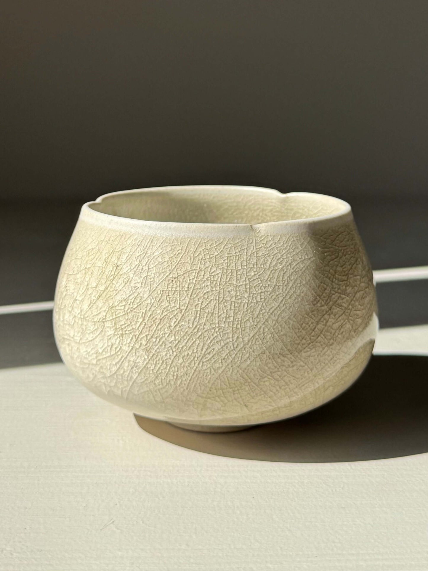 Yunomi Cup - Kannyū Series #06, handmade ceramic with crackle glaze and elegant design, perfect for everyday tea enjoyment.