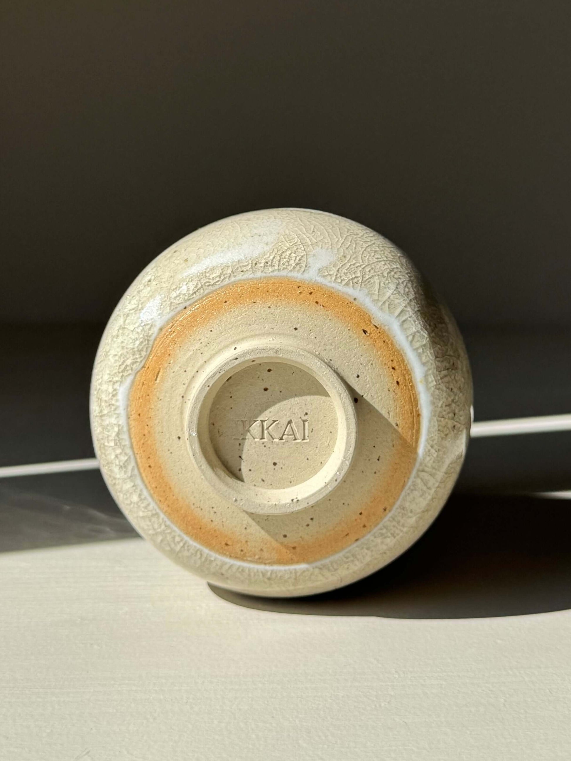 Handmade ceramic Yunomi Cup - Kannyū Series #09 showing delicate crackle glaze pattern.