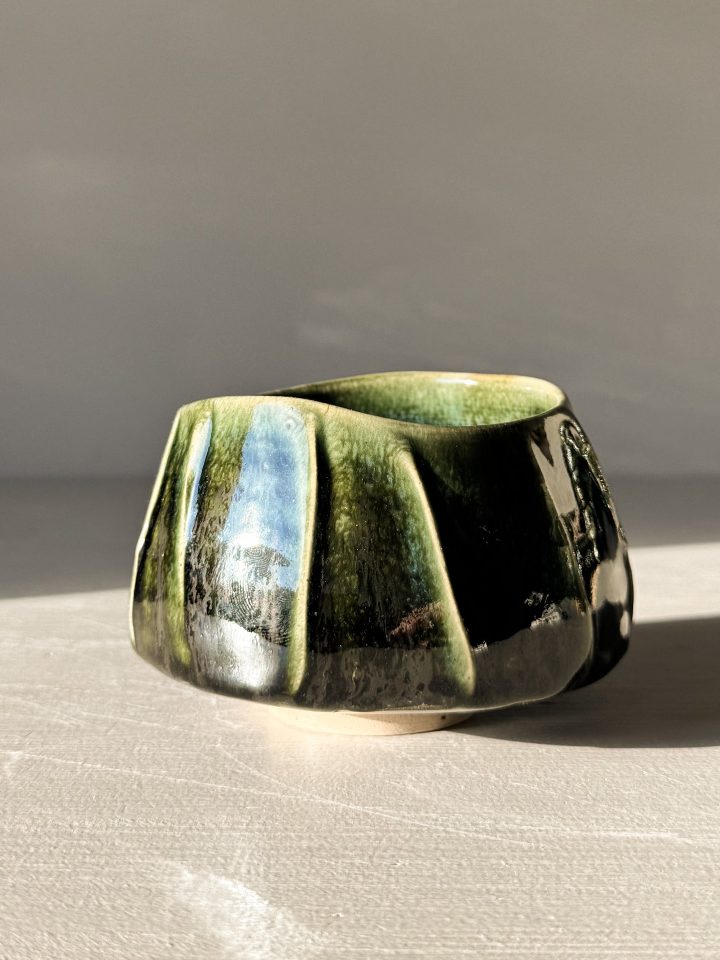 Yunomi Cup - Hinoki #07 featuring handcrafted design with deep green glaze and textured surface, perfect for daily tea rituals.