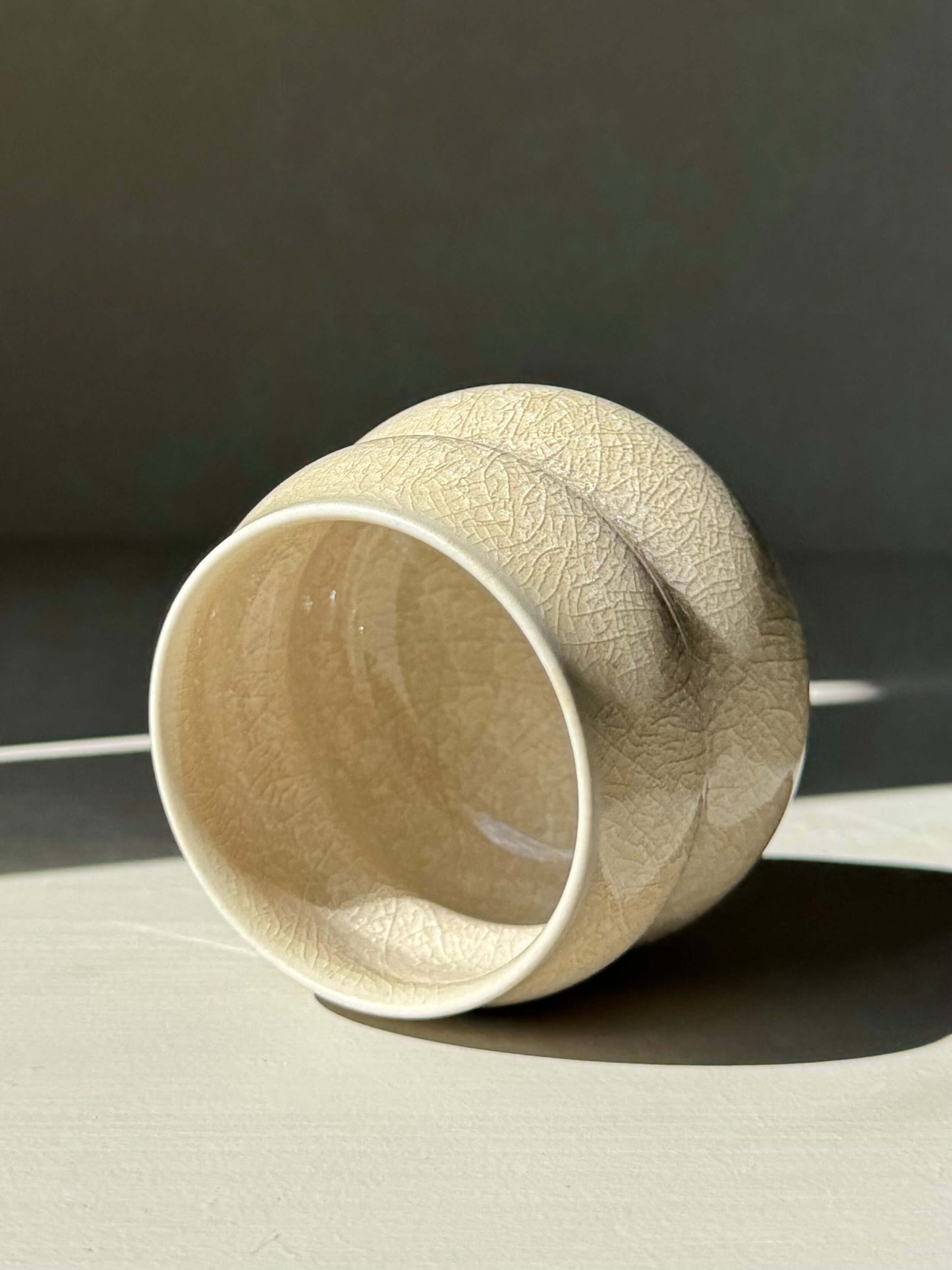 Yunomi Cup - Kannyū Series #03, handmade ceramic, featuring a delicate crackle glaze and elegant design for everyday tea enjoyment.